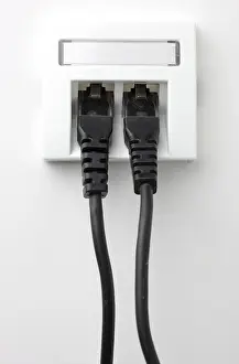 Electrical Wire Impressions: LAN cable, network cable in a socket