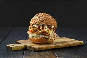 Beef Meat Nutrition Facts Impressions: Large burger with pulled beef