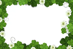 Lucky Charm Symbol Impressions: Four leaf clover frame vector over white background