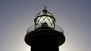 Barren Spanish Landscape Impressions: Lighthouse, backlight, close, upper part