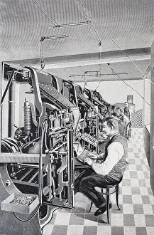 Impression encadrée : Machine Linotype Simplex, 1895. Impression encadrée : Machine Linotype Simplex, 1895.