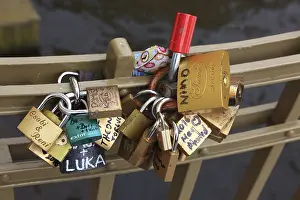 Czech Republic Landmark Impressions: Lover's lock on a railing