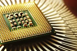 Close Up Computer Hardware Impressions: Macro shot of central processing unit