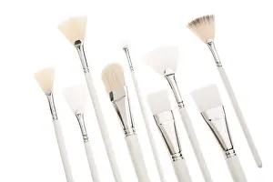 Cosmetic Brushes Impressions: Make up brushes of different size and type object isolated view on white