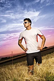 Athletic Man Impressions: Man jogging through the fields