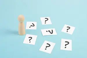 Man Thinking Impressions: Man is thinking, question marks