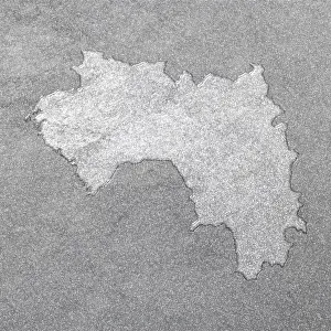 Guinée Impressions: Carte de la Guinée, fond argent, fond carte.