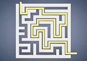 Success Symbol Picture Impressions: Maze, labyrinth with the solution