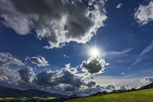 Upper Austria Landscape Impressions: Meadow with dramatic cloudy sky