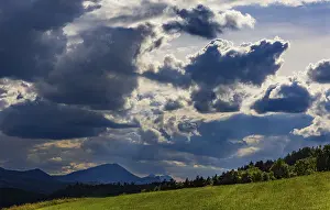 Upper Austria Travel Photography Impressions: Meadow with dramatic cloudy sky