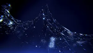 Digital Technology Illustration Impressions: A mesmerizing 3D illustration depicting a wave of binary code