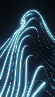 Modern Illustration Style Impressions: Mesmerizing neon lines create a dynamic abstract wave pattern