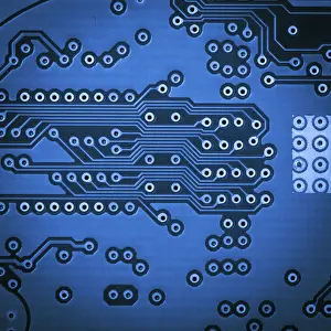 Computer Hardware Design Impressions: Microchip close up background for technology design