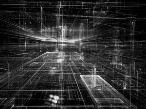 Modern Technology Background Impressions: Modern technology background with light effects - abstract computer-generated image