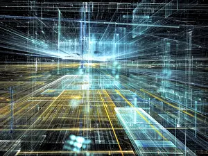 Modern Technology Background Impressions: Modern technology background with light effects - abstract computer-generated image
