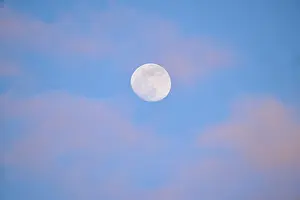German Evening Atmosphere Impressions: Moon at sunset, evening, clouds