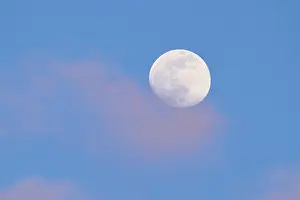 Southern Germany Atmosphere Impressions: Moon at sunset, evening, clouds