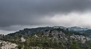 Dramatic Clouds France Impressions: Mountain landscape with dramatic clouds