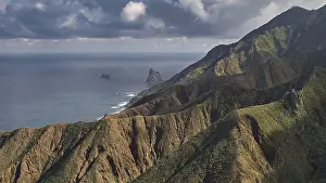 Spanish Mountainous Region Impressions: Mountain landscape with dramatic clouds over the ocean