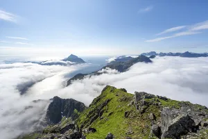 Lofoten Norway Impressions: Mountain peaks above the clouds
