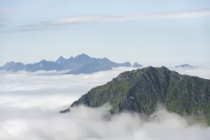 Lofoten Norway Impressions: Mountain peaks above the clouds