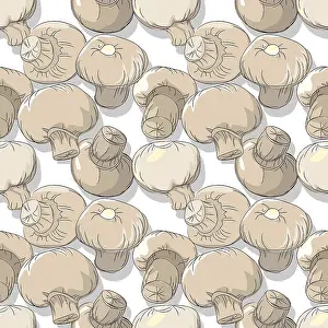 Editable Vector Template Impressions: Mushrooms repeating pattern, editable vector template