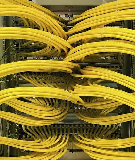 Digital Storage Impressions: Network cable on a network HUB Network cable on a network HUB