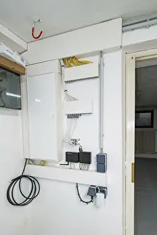 Power Supply Installation Impressions: Network and communication distributor with patch panel