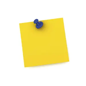 Computer Graphic Depiction Impressions: Note with a push pin, 3D rendering