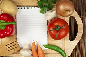 Vintage Recipe Notebook Impressions: Notebook to write recipes and vegetables around it