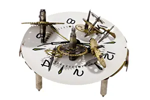 Studio Shot Of A Clock Impressions: Object on white - tool clockwork close up