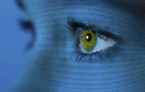 Digital Data Protection Impressions: A woman's eye and binary code
A woman's eye and binary code