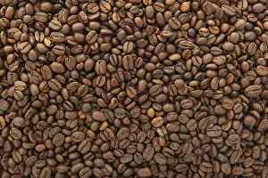 Open Air Grocery Store Impressions: Whole offee beans as background