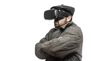 White Studio Setup Impressions: Old fashioned man develops virtual reality headset