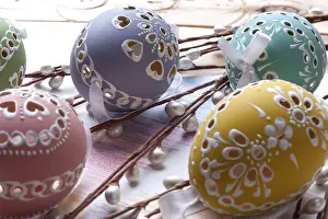 Decorative Easter Eggs Impressions: Painted easter egg with cut out patterns