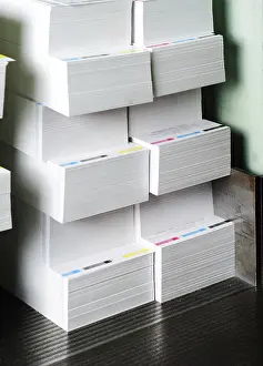 Deserted Print Shop Impressions: Paper stack prepared for side trimming