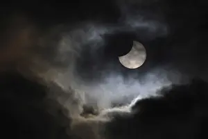 Deserted German Countryside Impressions: Partial solar eclipse, thin cloud cover