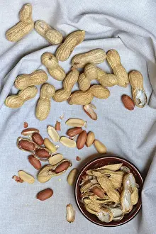 Studio Shot Peanuts Impressions: Peanuts in shell, partially opened, Germany