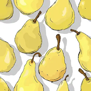 Deciduous Tree Art Impressions: Pears repeating pattern, editable vector template