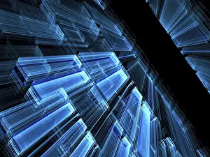 Abstract Computer Generated Image Impressions: Perspective technology background - abstract computer-generated image