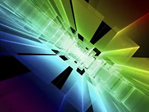 Technology Background Image Impressions: Perspective technology background with rainbow gradient