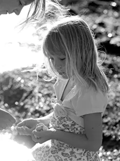 Black And White Beach Scene Impressions: Picking /collecting shells