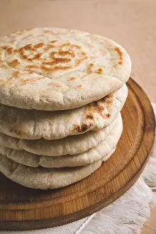 No People Dining Area Impressions: Pita bread, stack, on the table, no people