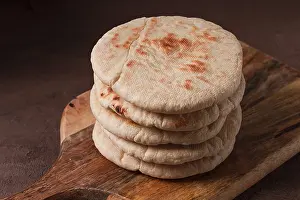 Pita Bread Stack Impressions: Pita bread, stack, on the table, no people