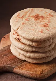No People In Frame Impressions: Pita bread, stack, on the table, no people