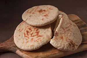 Pita Bread Stack Impressions: Pita bread, stack, on the table, no people