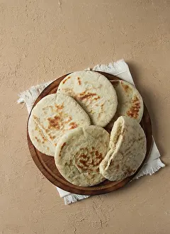 No People In Frame Impressions: Pita bread, stack, on the table, no people