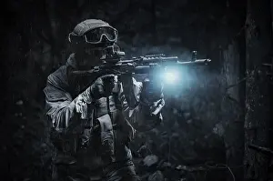 Military Operations Concept Impressions: Portrait of a commando in the forest