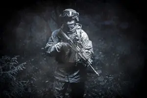 Military Operations Concept Impressions: Portrait of a commando in the forest