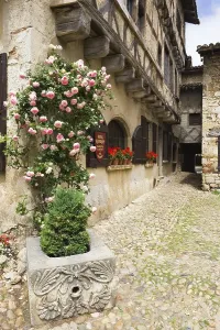 Abandoned European Fortresses Impressions: Cobblestone street, medieval walled town of Perouges